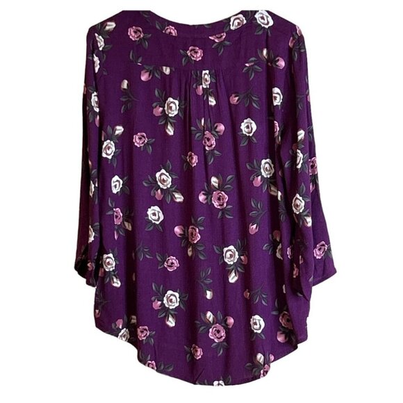 Monday Fun Women's Floral Button Front Burgundy Size S NWOT - Picture 3 of 7